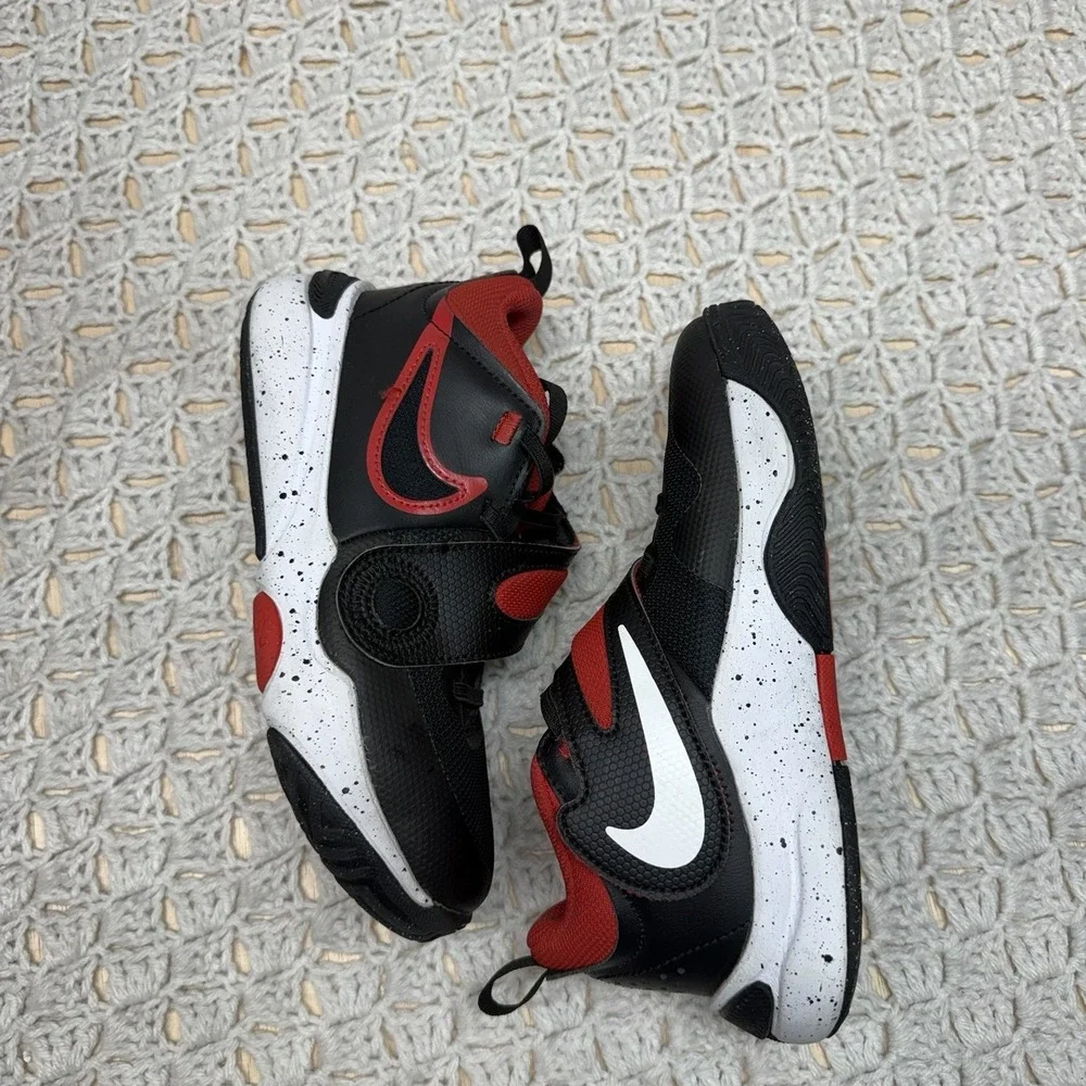 Nike Hustle Youth Boys Slip-on‎ Athletic Sneakers Size 2Y Black-Red DV8994-003